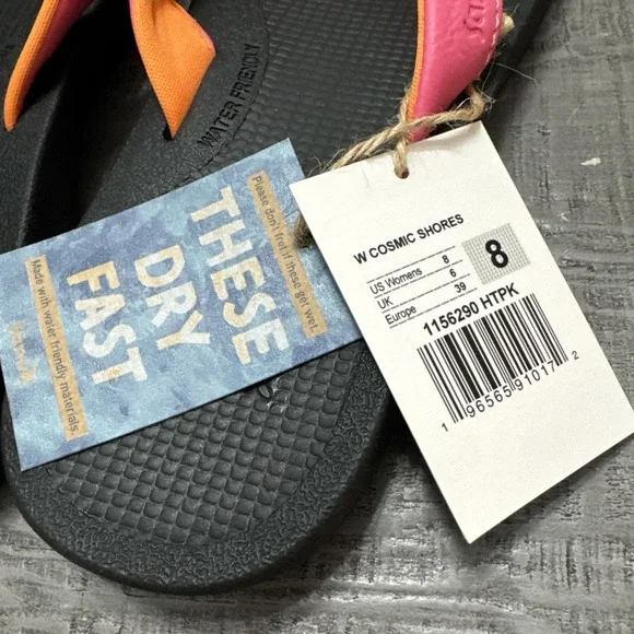 Sanuk Cosmic Shores Yoga Flip Flops Womens Size 8 Pink Orange Water Friendly NWT - Picture 2 of 5